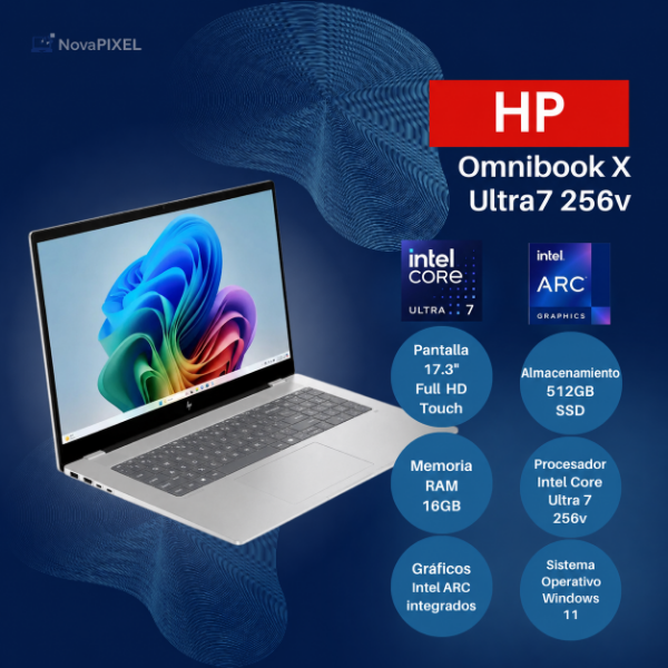 Producto - Notebook Hp Omnibook X Ultra7 256v 16gb 512gb 17,3puLG Touch Gris - 0
