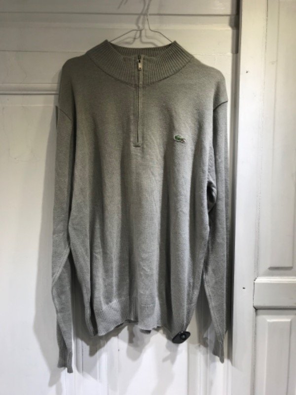 Producto - Sweater LACOSTE gris melange medio cierre- Talle M/L- PRECIO: 65x