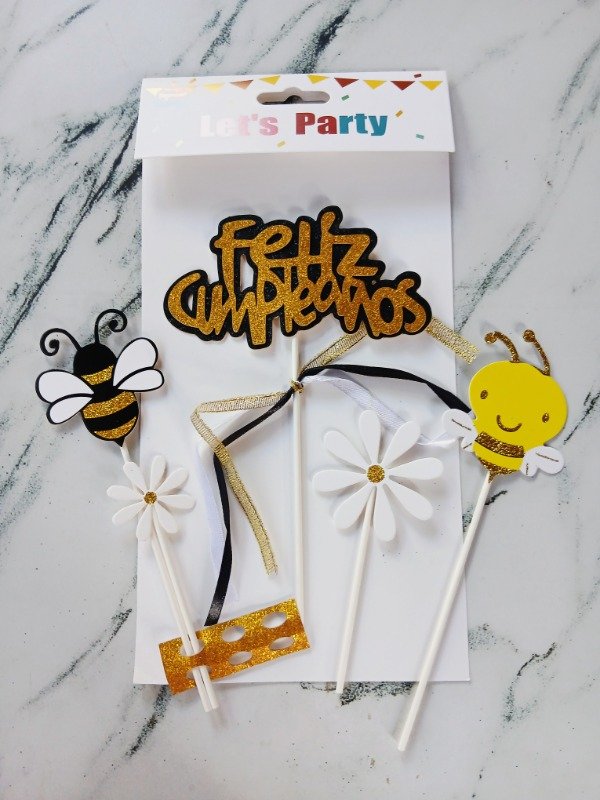 Producto - Topper  abeja  feliz cumple