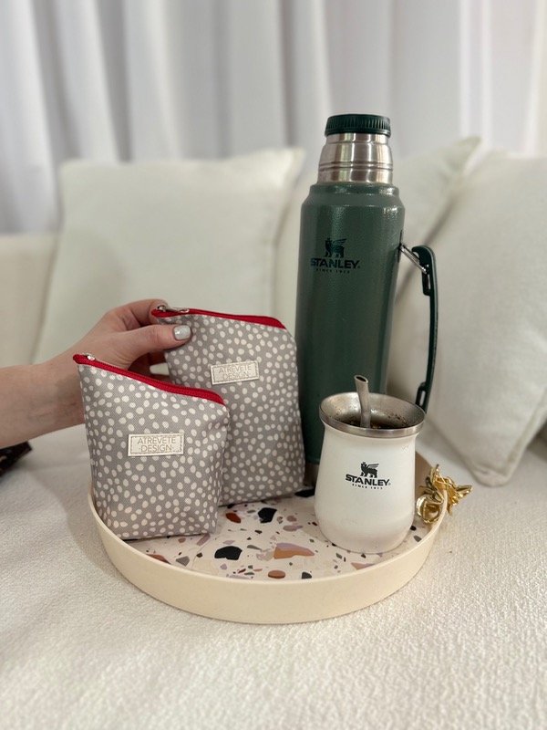 Producto - Yerbera y azucarera - lunares gris