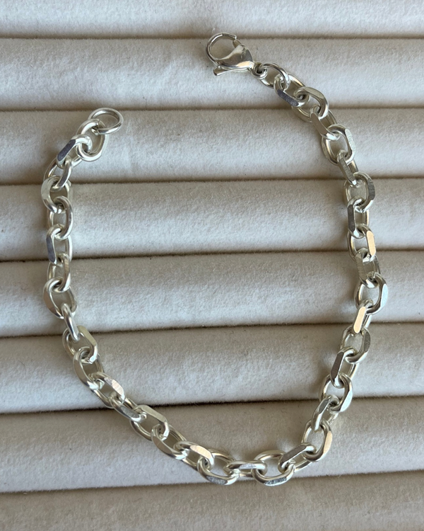 Producto - Pulsera facetada de acero blanco 6mm-20cm