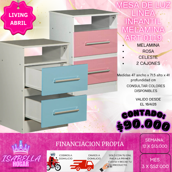 Producto - MESA DE LUZ LINEA INFANTIL MELAMINA