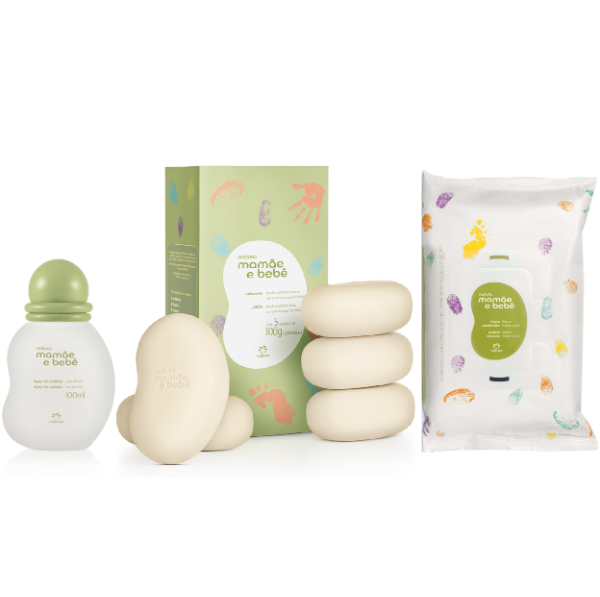 Producto - Regalo Mamá y Bebé: colonia 100ml + jabones 5 de 100g + toallitas de limpieza