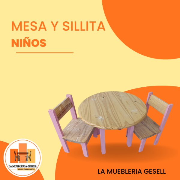 Producto - Combo Infantil Mesa Redonda + 2 Sillitas Pintadas