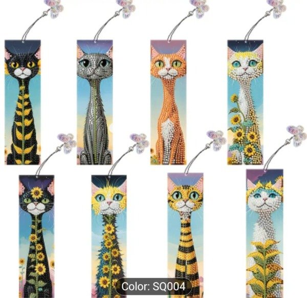 Producto - DIAMOND PAINTING KIT SEÑALADORES GATITOS COLORES X8