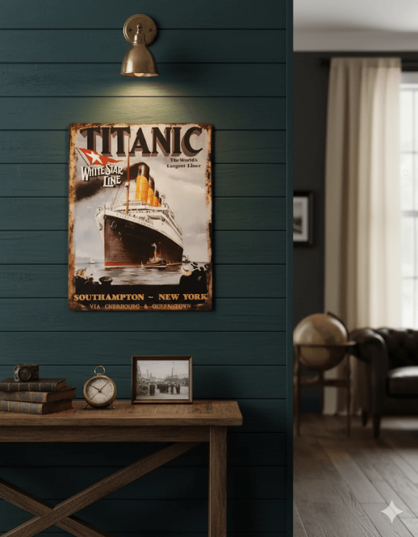 Producto - Cartel De Chapa Para Pared Titanic 33 X 25 Cm