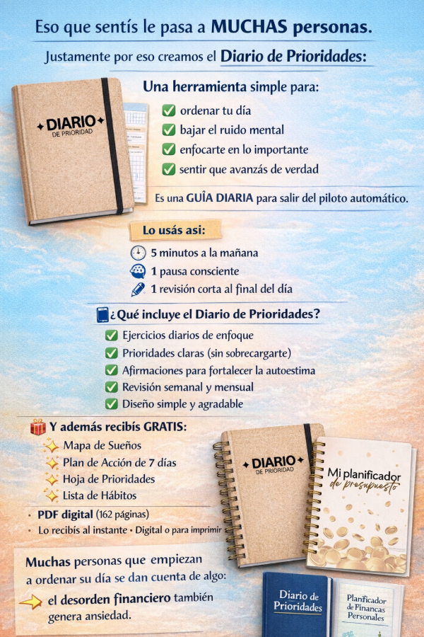 Producto - DIARIO DE PRIORIDAD + PLANIFICADOR DE PRESUPUESTO