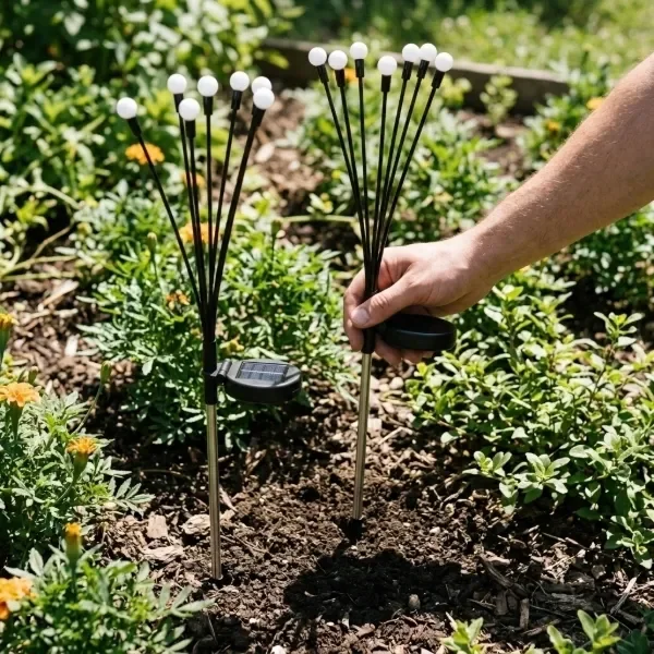 Producto - Luces Solares para Jardín Ramo de 8 Luces Cálidas x2 Se Mueven con el Viento - 1