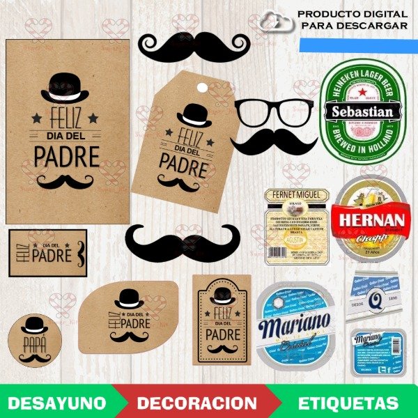 Producto - Kit Imprimible Dia Del Padre Desayuno + Tag Editable