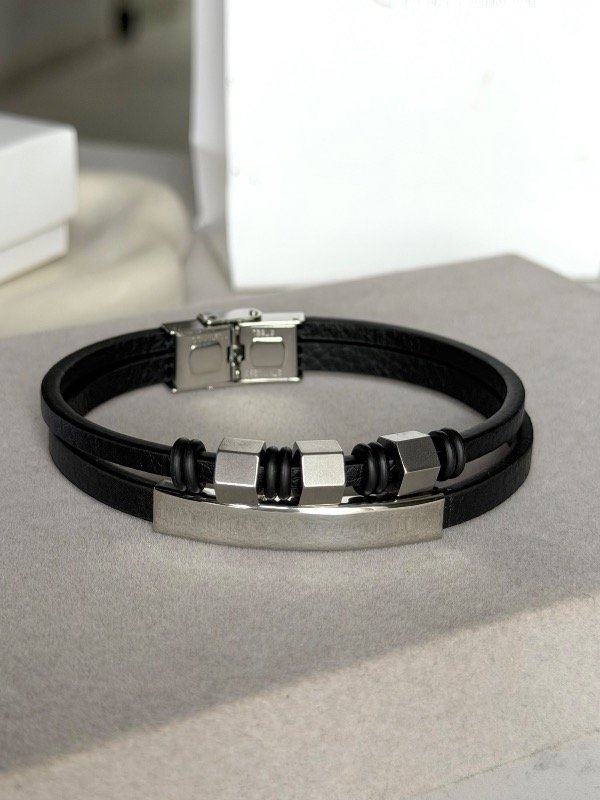 Producto - Pulsera cuero doble elite black - 0