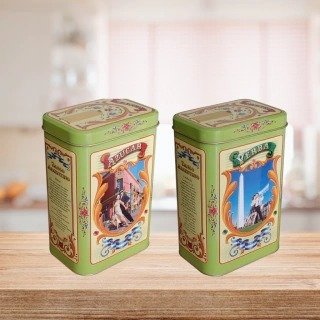 Producto - Set Lata yerba y azucar alta con pico vertedor Tango Argentino