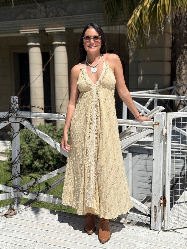 Producto - Vestido rústico beige con lurex