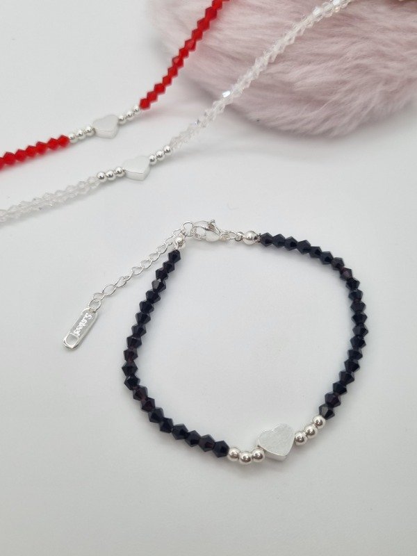Producto - Pulsera acero blanco cristales centro corazon