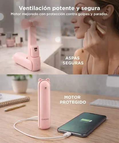 Producto - Ventilador Portátil 3 En 1 (ventilador, cargador, linterna) -plástico -recargabl - 3