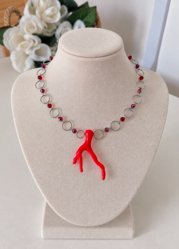 Producto - Gargantilla Rama de Coral - Tornasol Rojo - 0