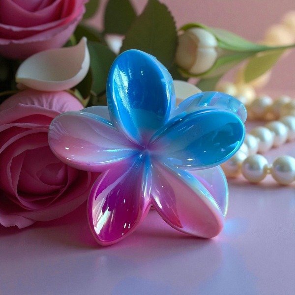 Producto - Broche Hawaiana Copo Celeste Fucsia