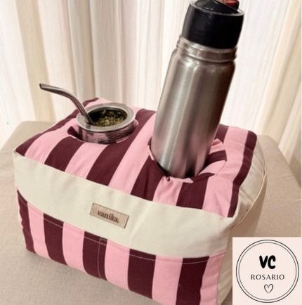 Producto - Almohadon Matero Chico 2 Espacios Rayas Bordo