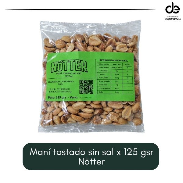 Producto - Mani tostado pelado sin sal x 125 grs Nötter