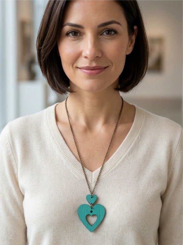 Producto - Collar Corazón / Verde Aqua - 2