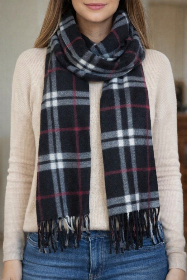 Producto - Bufandon soft color negro bordi u blanco