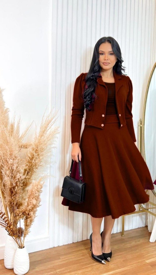 Producto - Conjunto blazer y pollera importado CHOCOLATE (Art. 433) Talle M/L