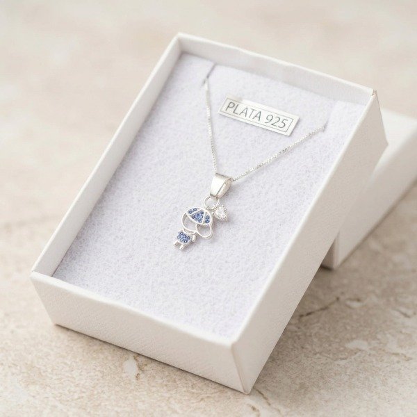 Producto - Conjunto Nene Azul con Brilito -Plata 925 - 0
