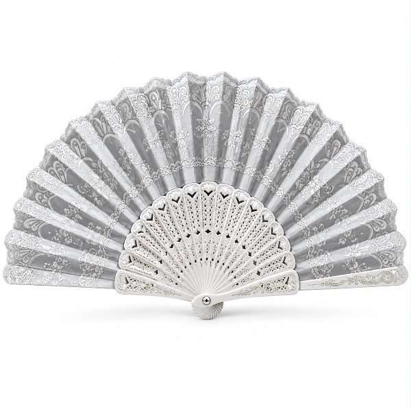 Producto - Abanico Silver Lace - encaje gris y blanco