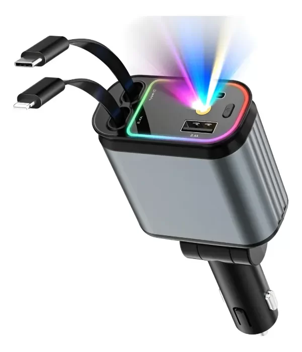 Producto - CARGADOR NETMAK PARA AUTO CON PROYECTOR LED 66W 4 PUERTOS DE CARGA