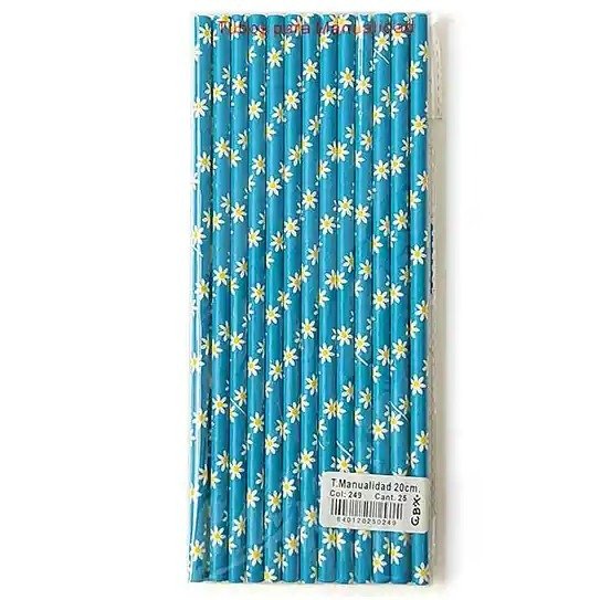 Producto - Sorbetes de cartón margaritas con fondo celeste x 10 unidades - 2