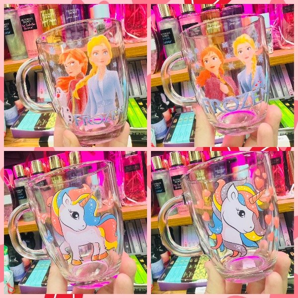 Producto - Taza infantil vidrio frozen y unicornio
