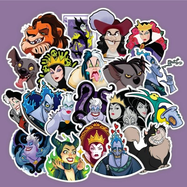 Producto - PREVENTA- Pack 20 Stickers Vinilo Uv Premium - Villanos Disney