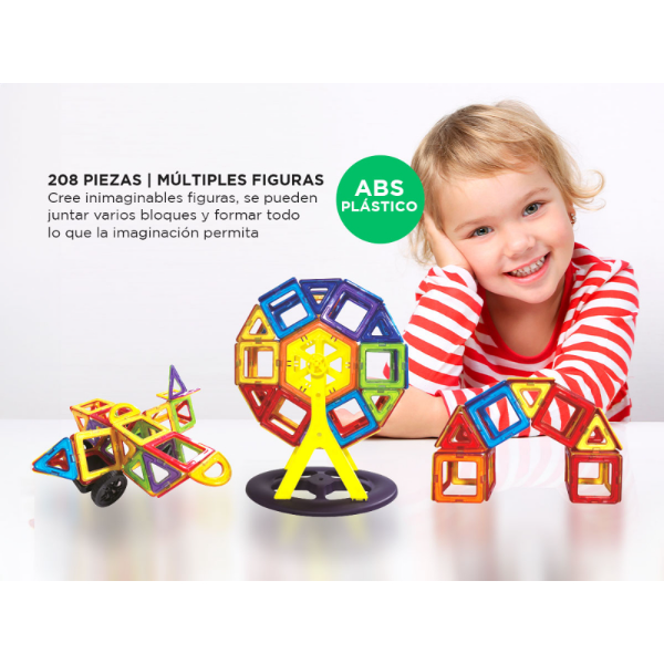 Producto - Bloques de Construccion -magneticos -figuras geometricas -208 Piezas - 3
