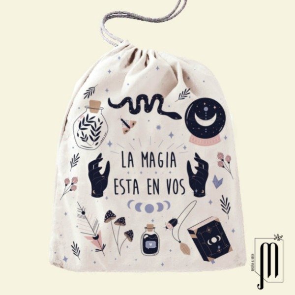 Bolsa de tela con frunce La magia esta en vos
