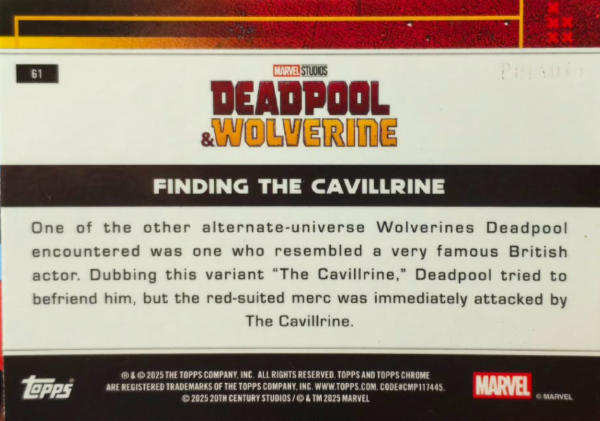 Producto - 2025 Topps Chrome Deadpool Yellow Wave Refractors Finding The Cavillrine 096/399 - 1