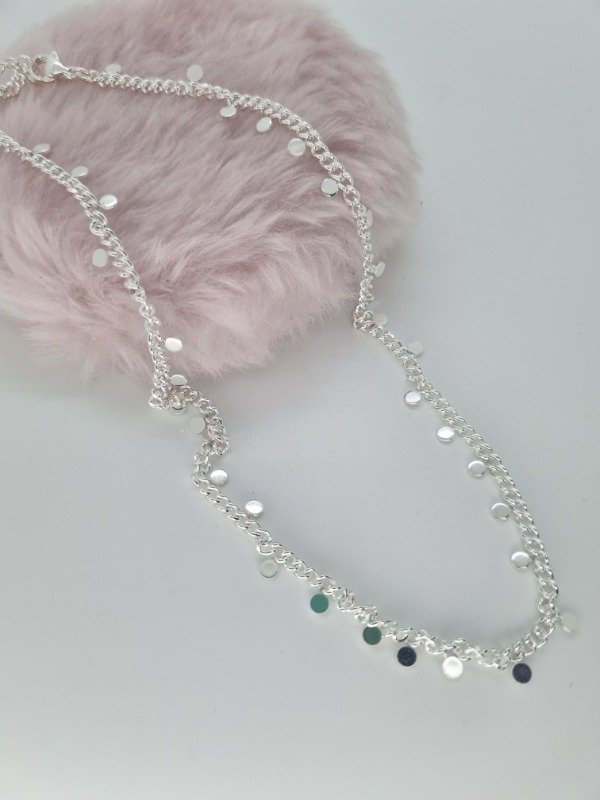 Producto - Cadena acero blanco dijes circulitos cxx946