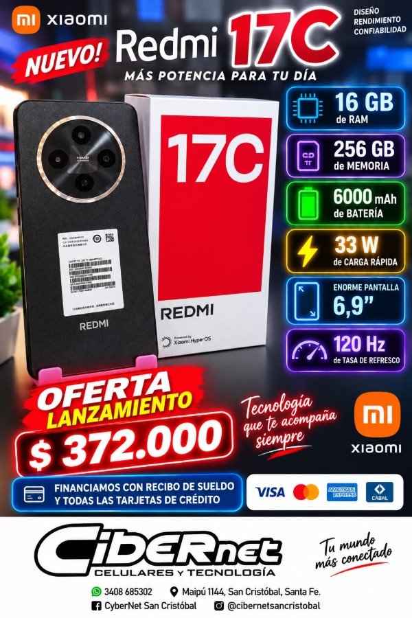 Producto - Celular Xiaomi Redmi 17c 8+8/256gb