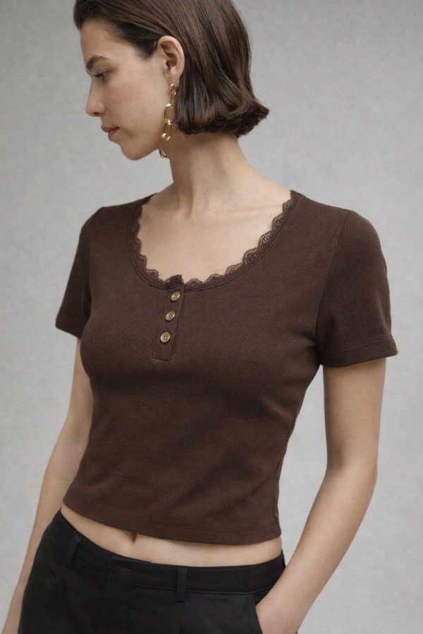 Producto - TOP MANGA CORTA PUNTILLA "RIB BRUSHED" (Art.193)