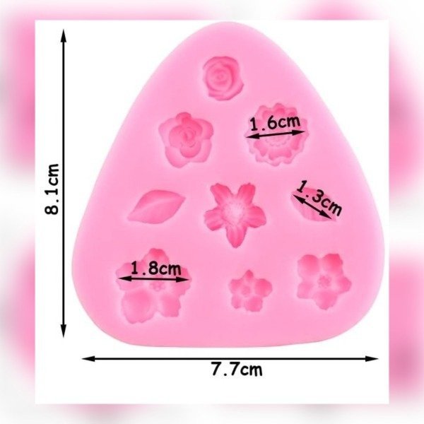 Producto - Molde silicona 7 florcitas más hojas - 1