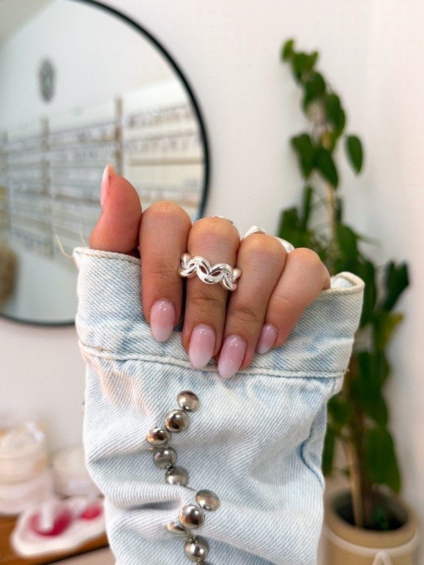 Producto - Anillo acero blanco cruzados inflados