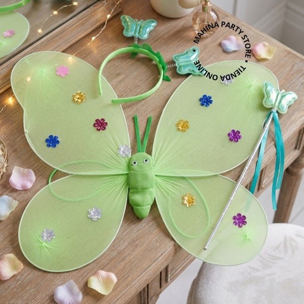 Producto - Set Alas mariposa verde manzana 3 piezas