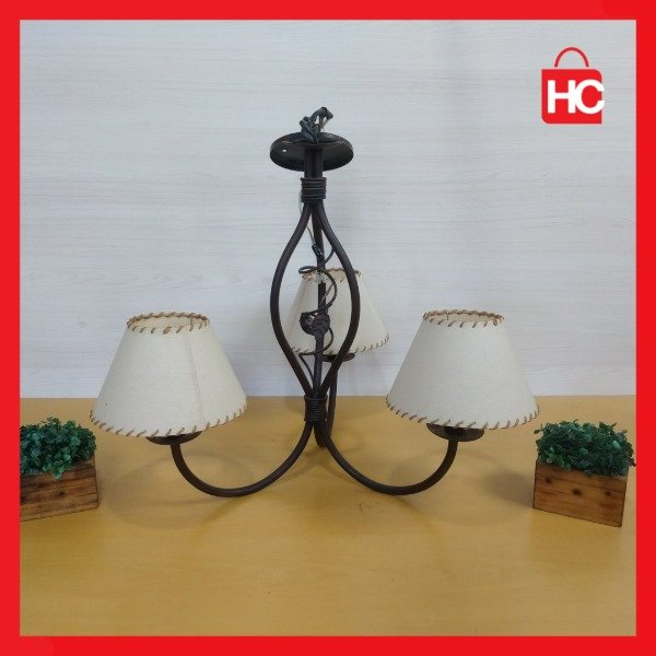 Producto - Araña Rústica de 3 Luces Metálica