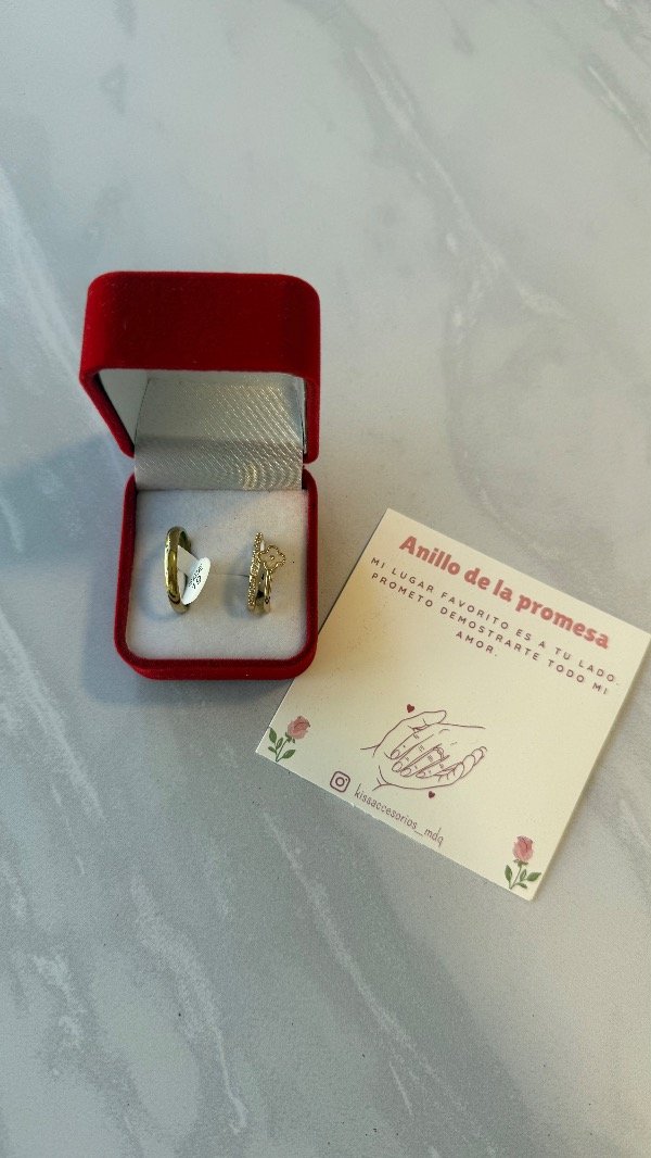 Producto - Caja de pana anillos de la promesa - dorado