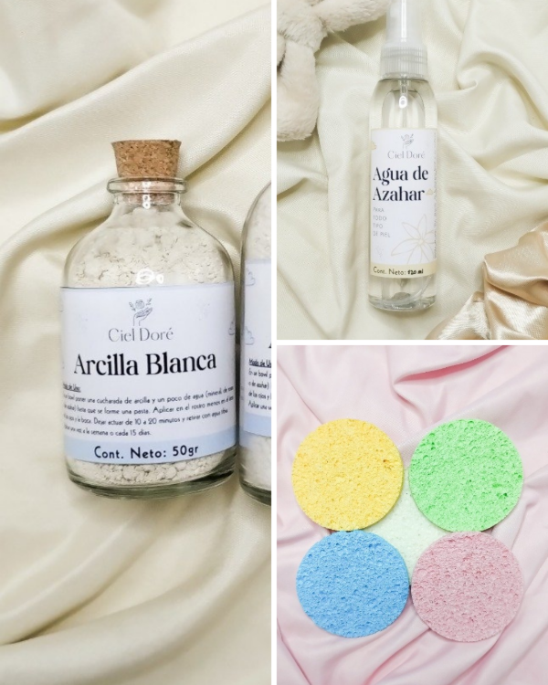 Producto - Combo: Arcilla 50gr + Tónico Natural 100ml + 1 Esponja de Celulosa