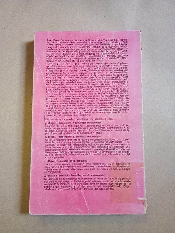 Producto - Simbiosis y ambigüedad - José Bledger - Paidós 1975 - 1