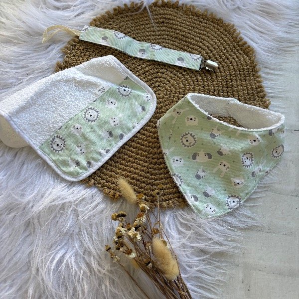 Producto - Set x 3 accesorios infaltables ESTAMPA ANIMALITOS VERDE