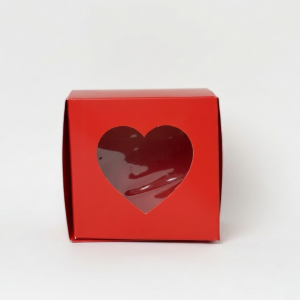 Producto - Mini caja con visor forma corazón roja
