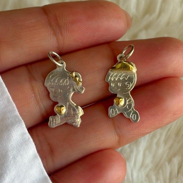 Producto - Dijes niños plata y oro (cod.751)