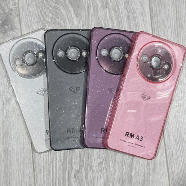 Producto - FUNDA TRANSPARENTE BRILLOS C/ CÁMARA BRILLANTINA REDMI A3