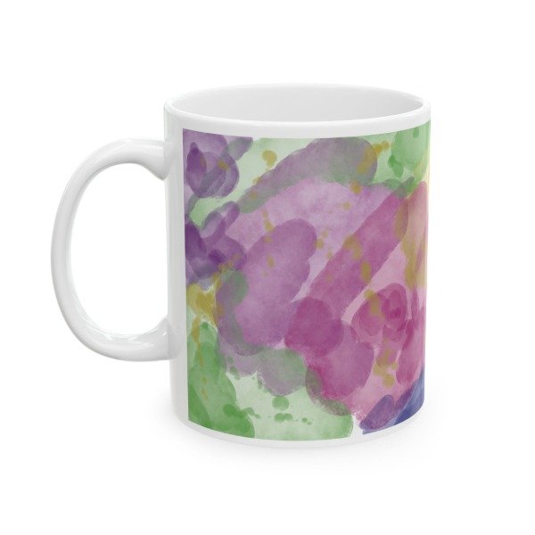 Producto - Taza de Cerámica con Acuarela Abstracta - Artístico, Apta para Microondas.