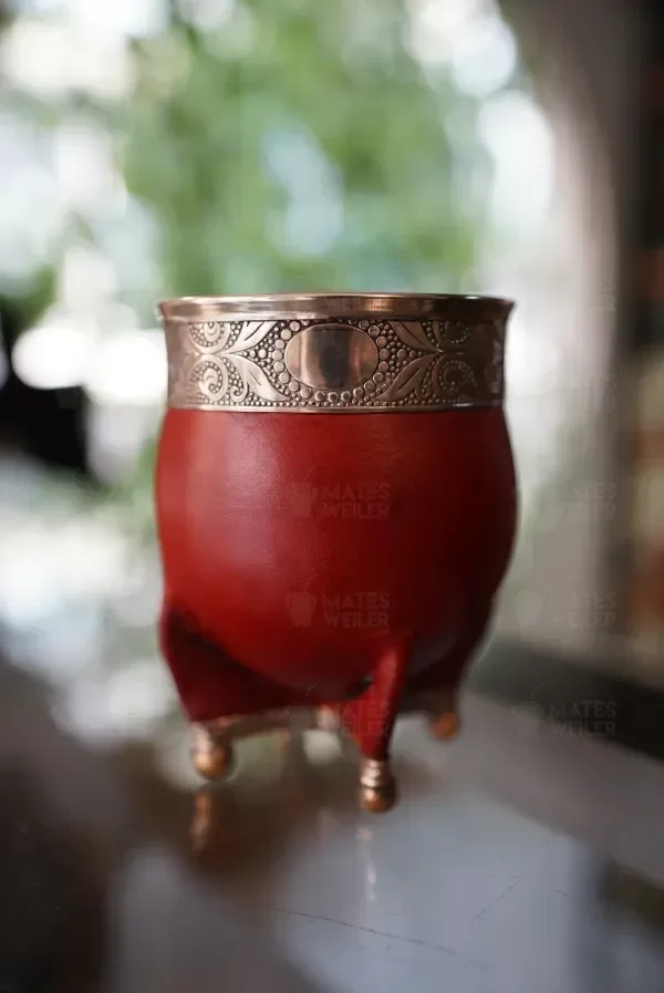 Producto - Mate Imperial Premium Borravino con Base de Alpaca y Detalles en Bronce